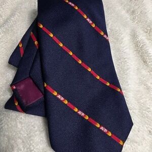 Vintage Grocery Store A&P Necktie Tie Harvale Blue Logo Stripe Mens Excellent